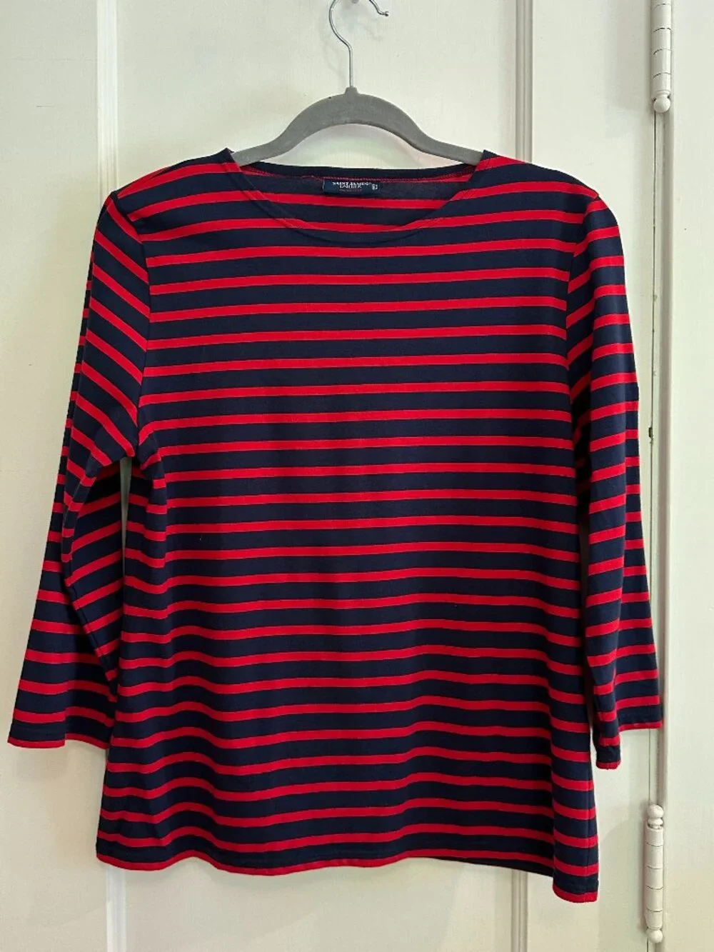 Saint James GALATHEE II Breton Striped Top Navy/Red wm sz 10 (slim) - Picture 2 of 11